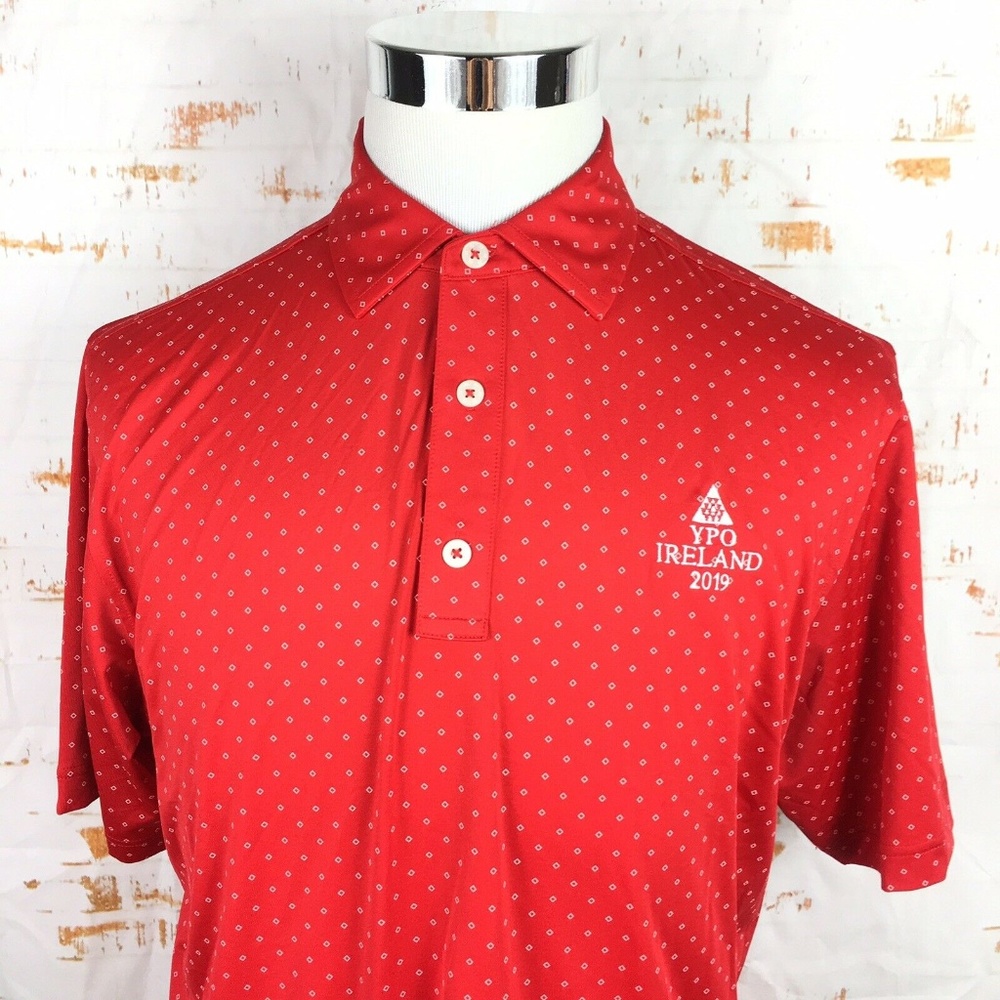 Footjoy Mens Golf Polo Shirt Medium M Red Diamond